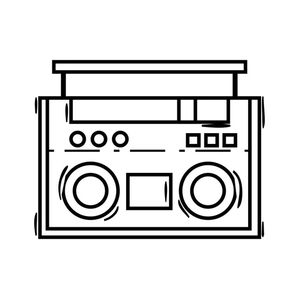 Tecnologia Line Radio Object Ascoltare Illustrazione Vettoriale Musicale — Vettoriale Stock