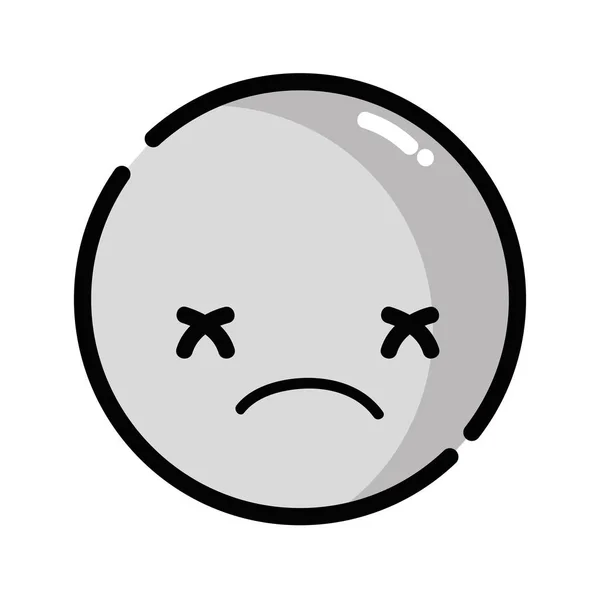 Kawaii Head Cute Sad Face Vector Illustration — Stock Vector