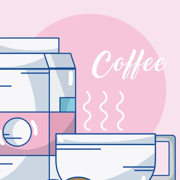 Copo Café Caixa Leite Vetor Ilustração Design Gráfico — Vetor de Stock