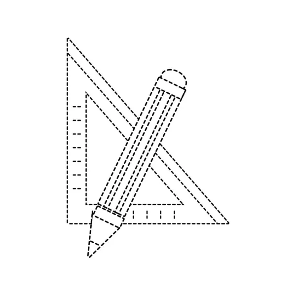 Forma Punteada Regla Cuadrada Con Lápiz Escuela Herramientas Vector Ilustración — Vector de stock