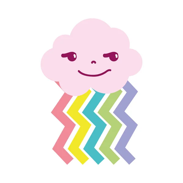 Bunte Schurkenwolke Kawaii Mit Regenbogen Design Vektor Illustration — Stockvektor