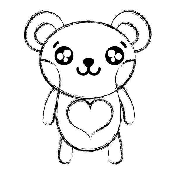 Figure Happy Bear Cute Wild Animal Vector Illustration — Stock Vector