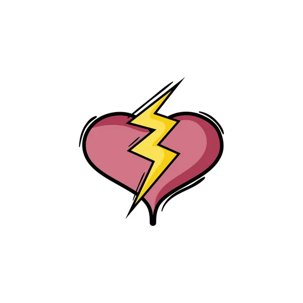雷のシンボル葉デザイン ベクトル図と心 — ストックベクタ