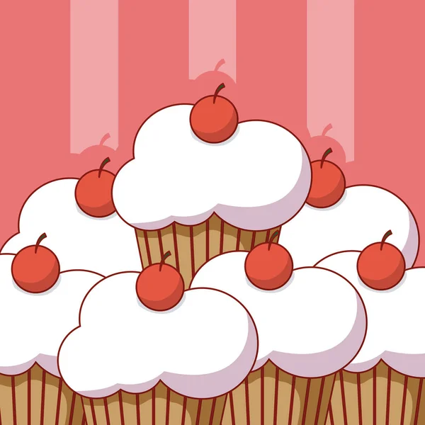 Delicious Cupcakes Desserts Vector Illustration Graphic Design Vector Illustration Graphic — Stock Vector