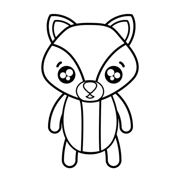 Line Surprised Fox Cute Wild Animal Vector Illustration — Stock Vector