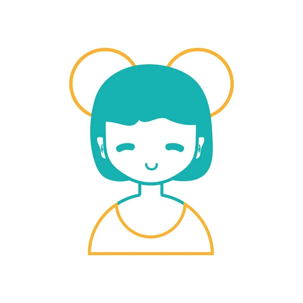 Línea Avatar Chica Con Blusa Peinado Diseño Vector Ilustración — Archivo Imágenes Vectoriales