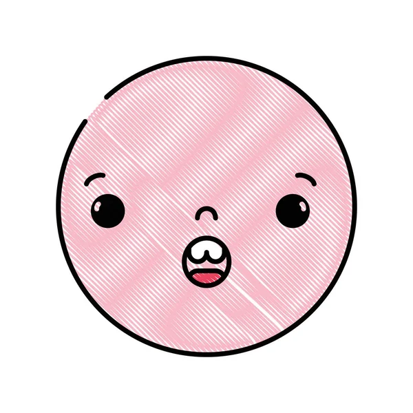Grated Kawaii Head Cute Surprised Face Vector Illustration — Stock Vector