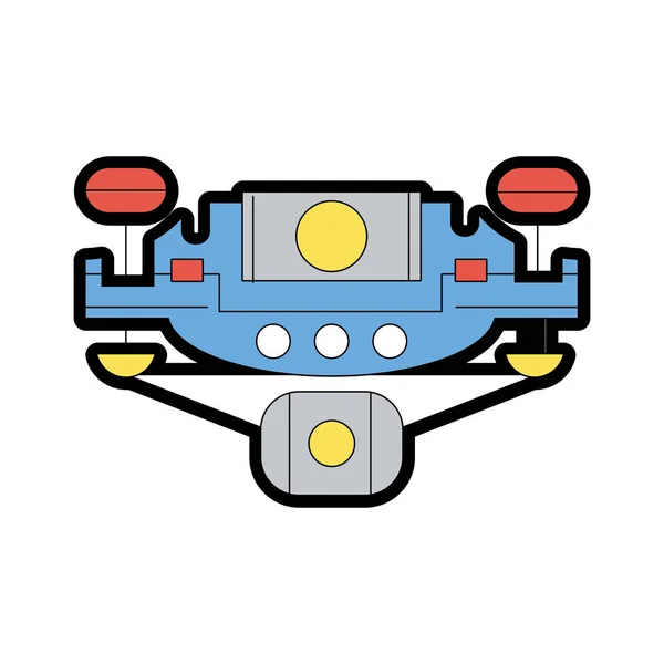 Linienfarbdrohnen Technologie Mit Propeller Und Digitaler Kamera Vektor Illustration — Stockvektor