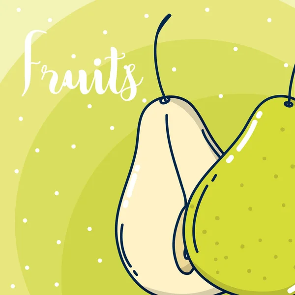 Peras Frutas Sobre Fondo Colorido Vector Ilustración Diseño Gráfico — Vector de stock