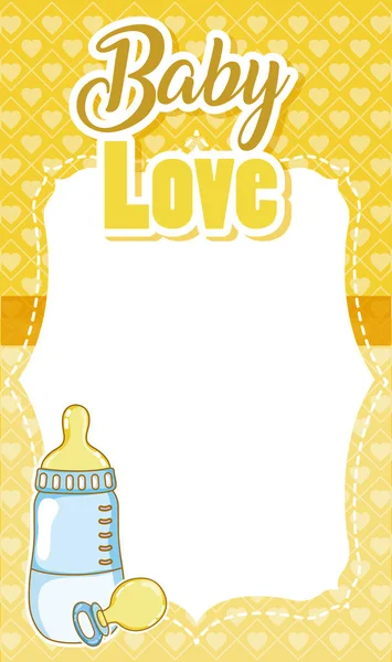 Tarjeta Amarilla Baby Shower Con Espacio Blanco Nota Vector Ilustración — Vector de stock