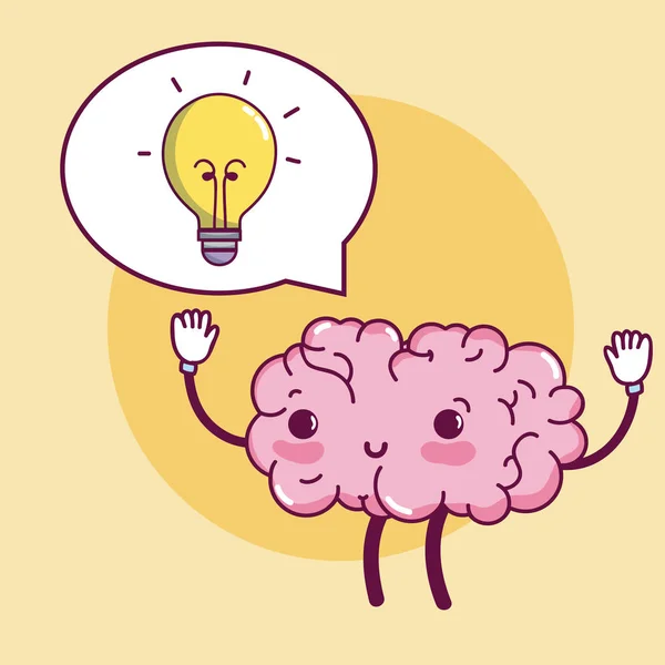 Cute Brain Cartoon Big Idea Vector Illustration Graphic Design — Stock Vector