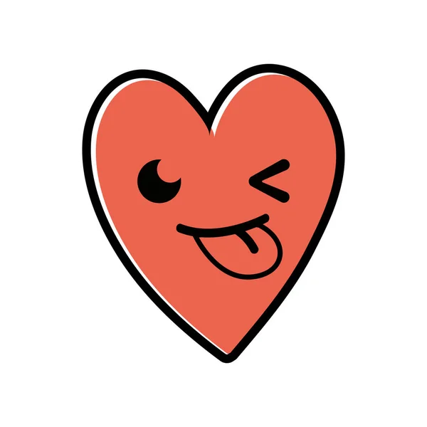 颜色可爱有趣的心脏卡瓦伊卡通矢量插图 — 图库矢量图片