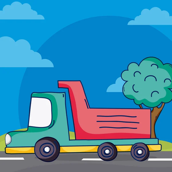 路上の貨物トラック — ストックベクタ