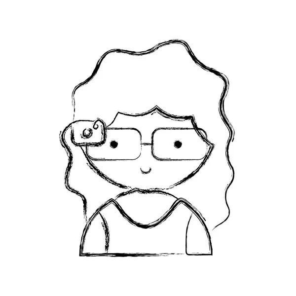 フィギュア Girl 仮想ビデオゲームのベクトル図の メガネ — ストックベクタ