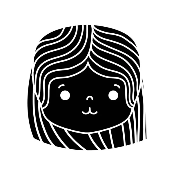轮廓女孩头与发型和温柔的脸向量例证 — 图库矢量图片
