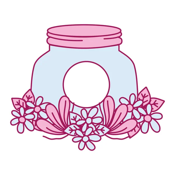 Mason Szkła Kwiatów Liści Dekoracji Ilustracja Wektorowa — Wektor stockowy