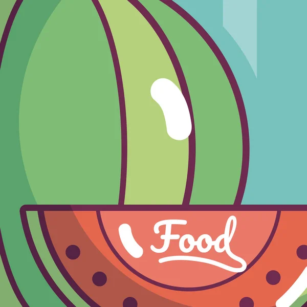 Watermeloen Natuurlijke Verse Cartoon Vector Illustratie Grafisch Ontwerp — Stockvector