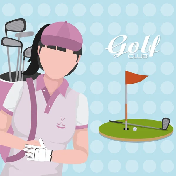 Golf Player Club Camp Cartoon Vector Illustration Graphic Design — Stock Vector
