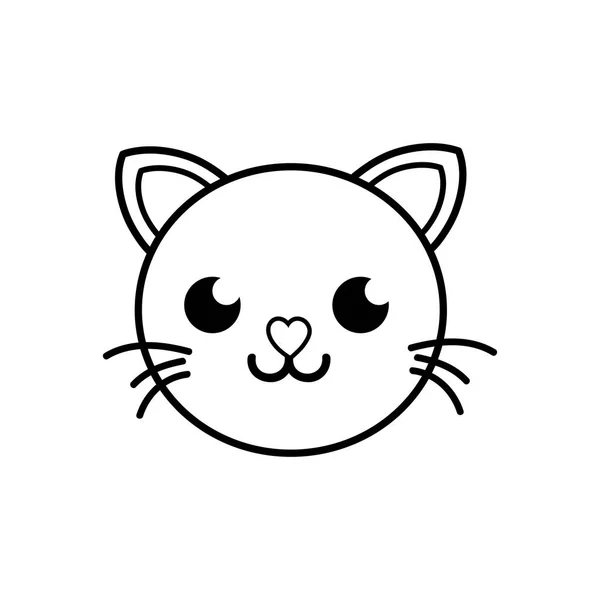 Ilustracji Line Szczęśliwy Kot Głowy Wektor Zwierzę Ładny — Wektor stockowy