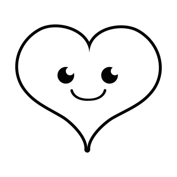 Línea Sonrisa Corazón Pasión Kawaii Carácter Vector Ilustración — Vector de stock