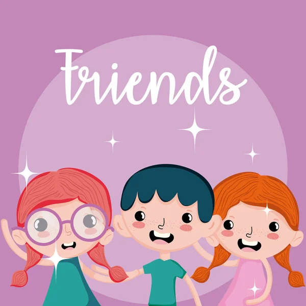 Friends Cute Cartoons Vector Illustration Graphic Design — Stock Vector