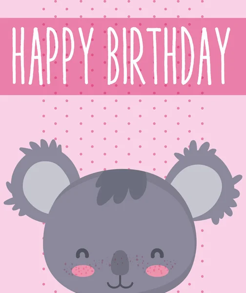Niedlich Koala Happy Birthday Karte Niedlich Cartoon Vektor Illustration Grafik — Stockvektor