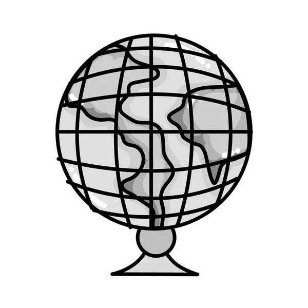 Grayscale Global Earth Planet Desk Design Study Decoration Vector Illustration — Stock Vector