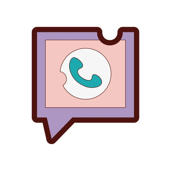 Línea Color Teléfono Inteligente Burbuja Chat Con Ilustración Vector Signo — Vector de stock