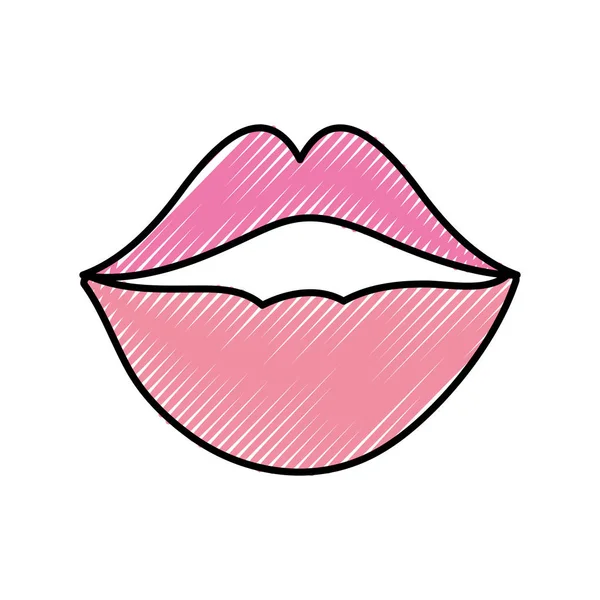 Mouth Cartoon Kiss Caricature Expression Theme Isolated Design Vector Illustration — Stock Vector