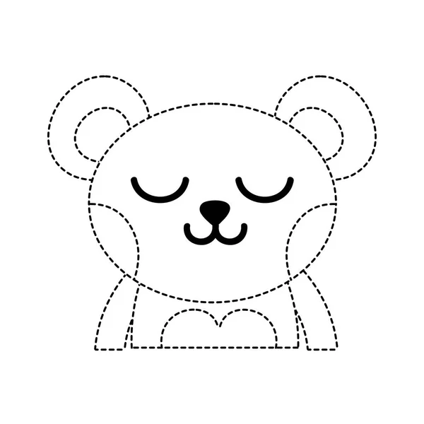 Forma Punteada Dormir Oso Adorable Animal Salvaje Vector Ilustración — Archivo Imágenes Vectoriales