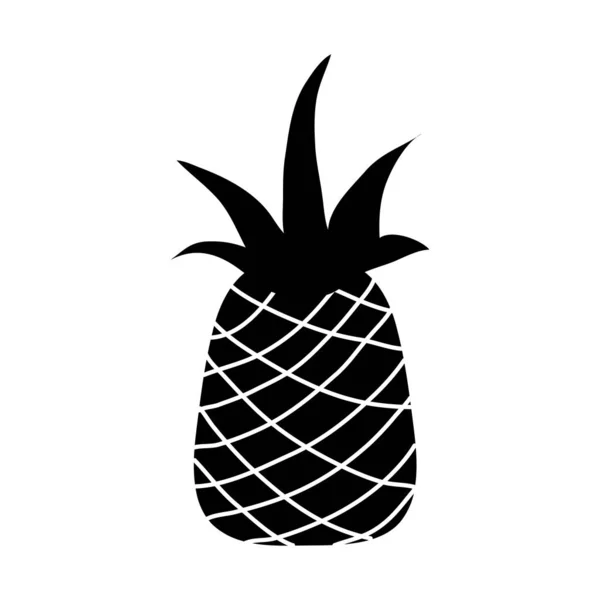Ilustracja Wektorowa Kontur Ananas Pyszne Owoce Świeże Zdrowe — Wektor stockowy