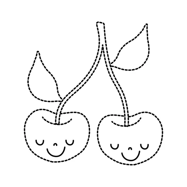 ドット形状幸せ Cherrys フルーツ入札可愛いベクトル図 — ストックベクタ