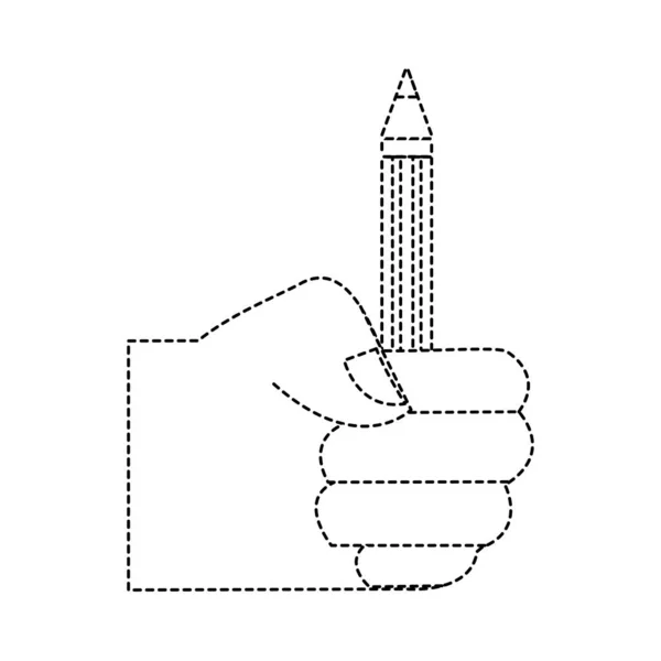 Διάστικτο Σχήμα Χεριού Μολύβι Σχολείο Σκεύος Μελετούν Διανυσματικά Εικονογράφηση — Διανυσματικό Αρχείο