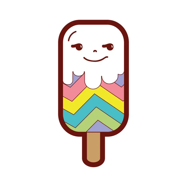 Línea Color Pícaro Dulce Hielo Lolly Arco Iris Kawaii Vector — Vector de stock