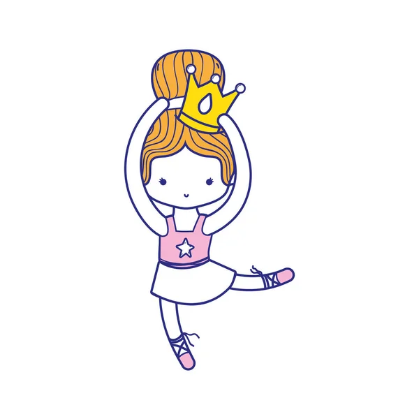 Πολύχρωμα Κορίτσι Που Χορεύει Μπαλέτο Κορώνα Διακόσμηση Και Κουλούρι Μαλλιά — Διανυσματικό Αρχείο
