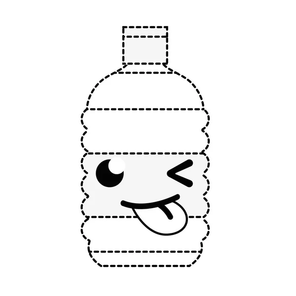 Forma Punteada Divertida Tierna Botella Wather Kawaii Vector Ilustración — Archivo Imágenes Vectoriales