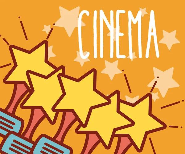 Diseño Dibujos Animados Retro Colorido Cine Con Estrellas Vector Ilustración — Vector de stock