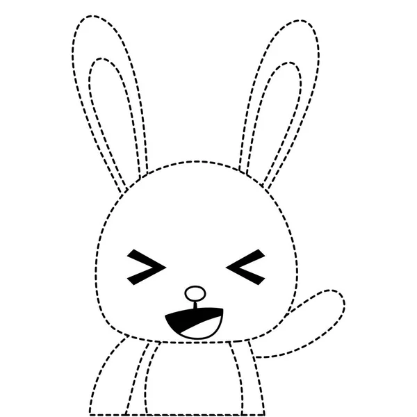 Forme Pointillée Adorable Joyeux Lapin Animal Sauvage Vecteur Illustration — Image vectorielle