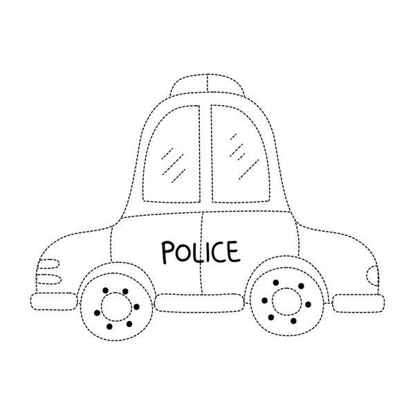 Forme Pointillée Transport Voiture Police Urgence Avec Illustration Vectorielle Sirène — Image vectorielle