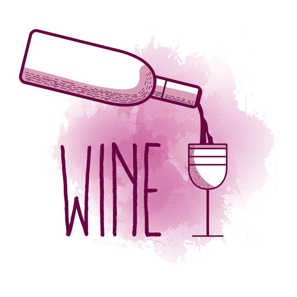 Wein Flasche Servieren Tasse Vektor Illustration Grafik Design — Stockvektor