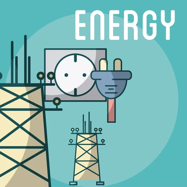 Elektrickou Energii Rostlina Věže Vektorové Ilustrace Grafický Design — Stockový vektor
