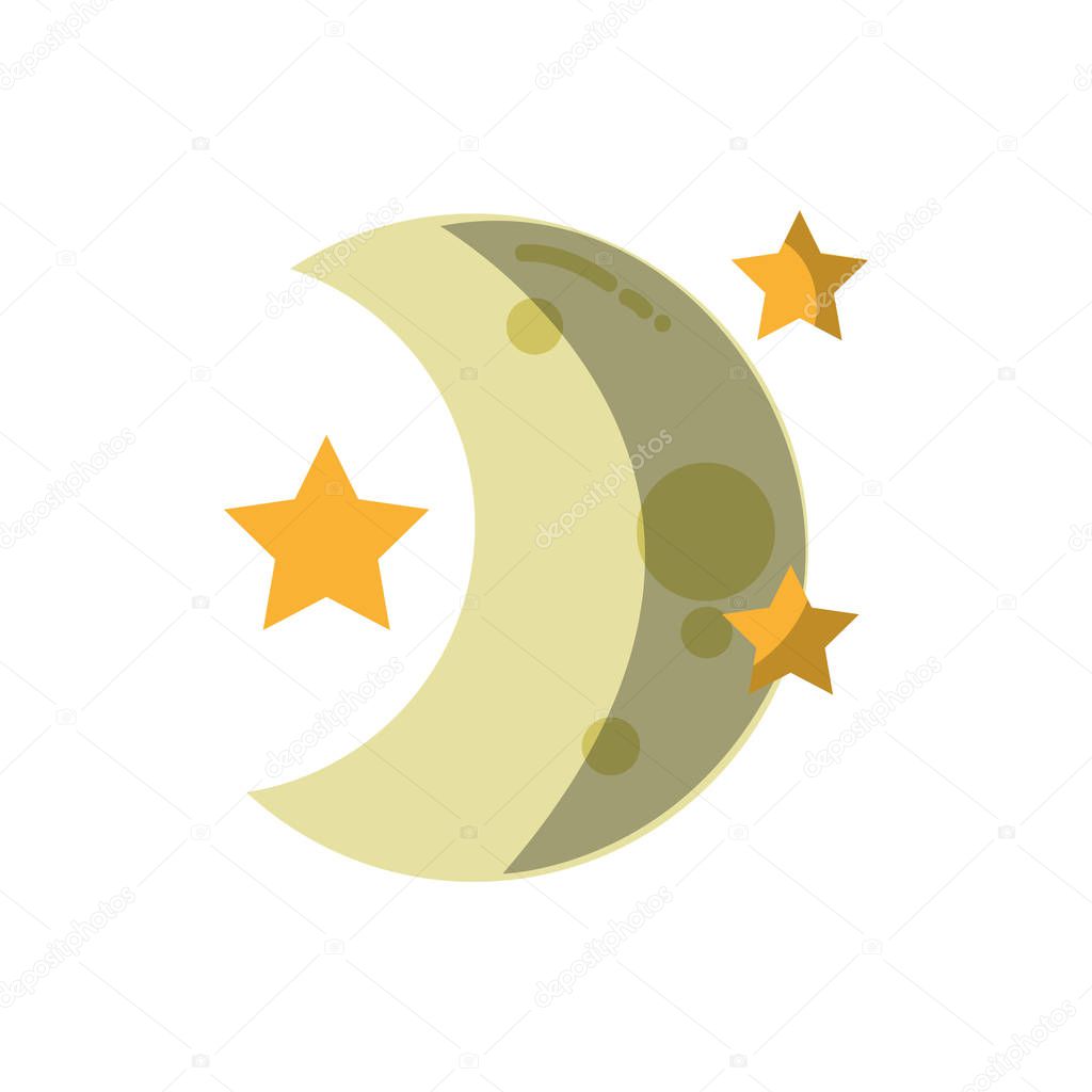 cute moon with stars in the night space vector illustration
