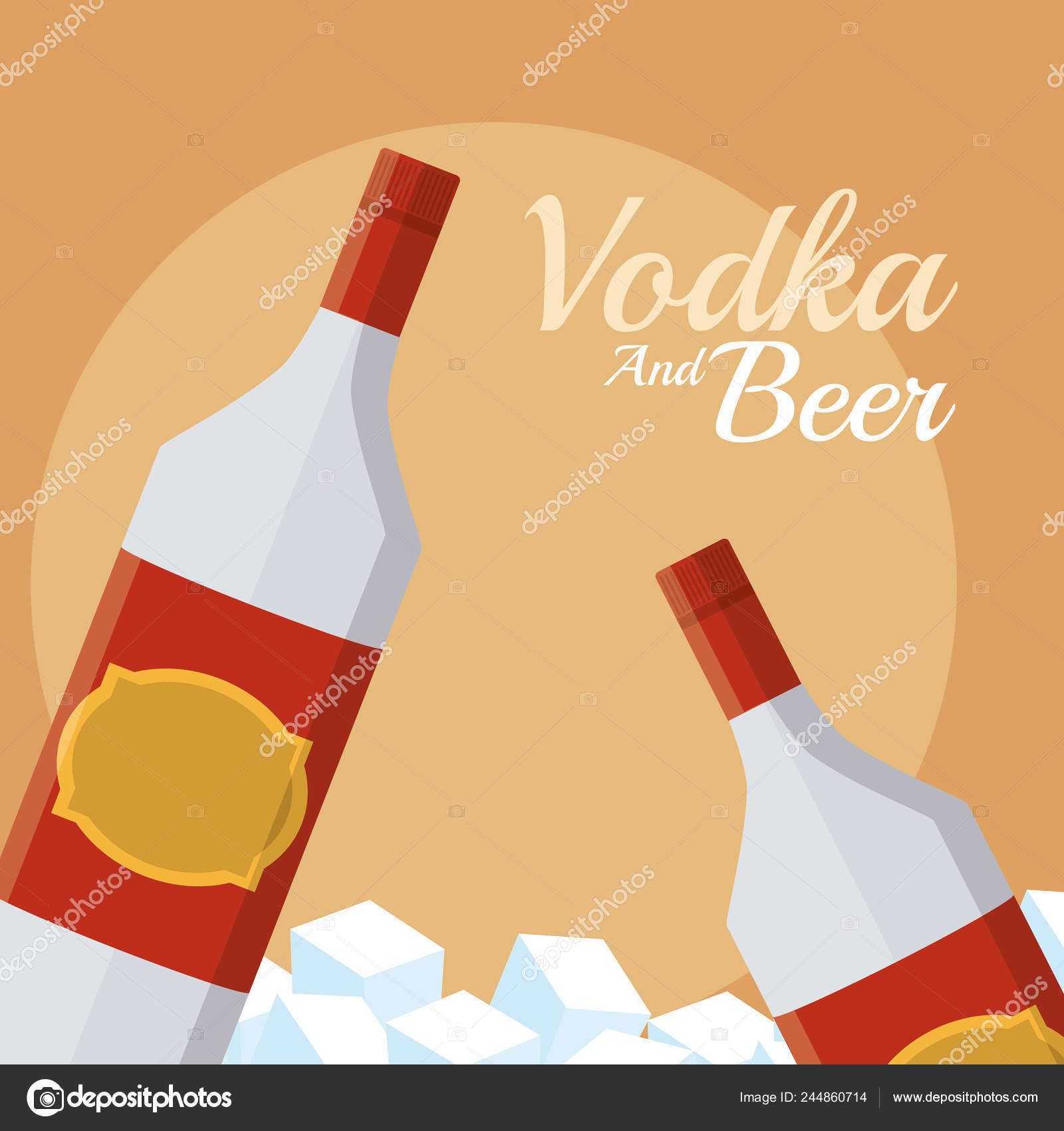 Vodka Bottles Ice Cubes Vector Illustration Graphic Design Stock Vector Image by ©stockgiu