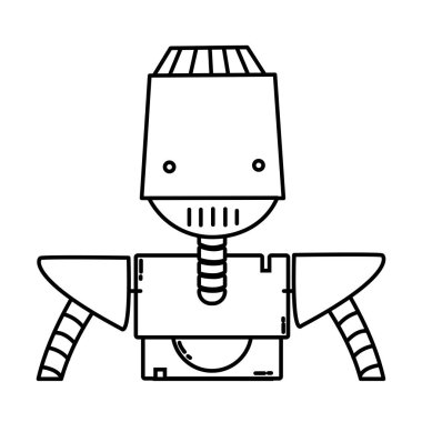 çizgi robot yüz teknoloji silah ve göğüs vektör çizim ile