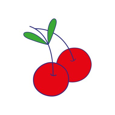 çizgi rengi lezzetli kiraz meyve sağlıklı beslenme vektör çizim ile