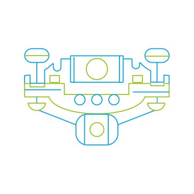 renkli dron teknoloji ile pervane ve dijital kamera vektör çizim