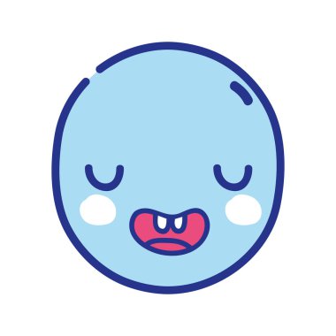 tam renkli kawaii sevimli komik yüz ifade vektör çizim