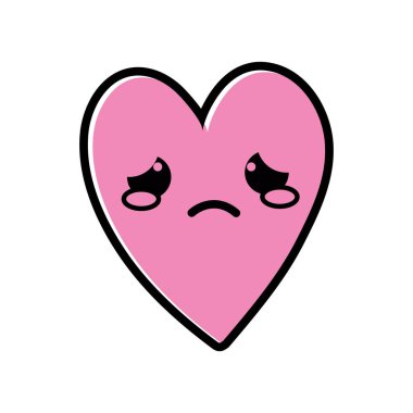renk sevimli ağlayan kalp kawaii karikatür vektör çizim