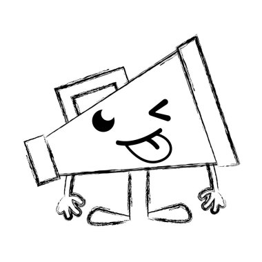 komik megafon nesne kawaii silah ile şekil ve bacaklar illüstrasyon vektör