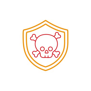 vektör çizim içinde tehlikeli kafatası kemikleri ile hat güvenlik kalkan